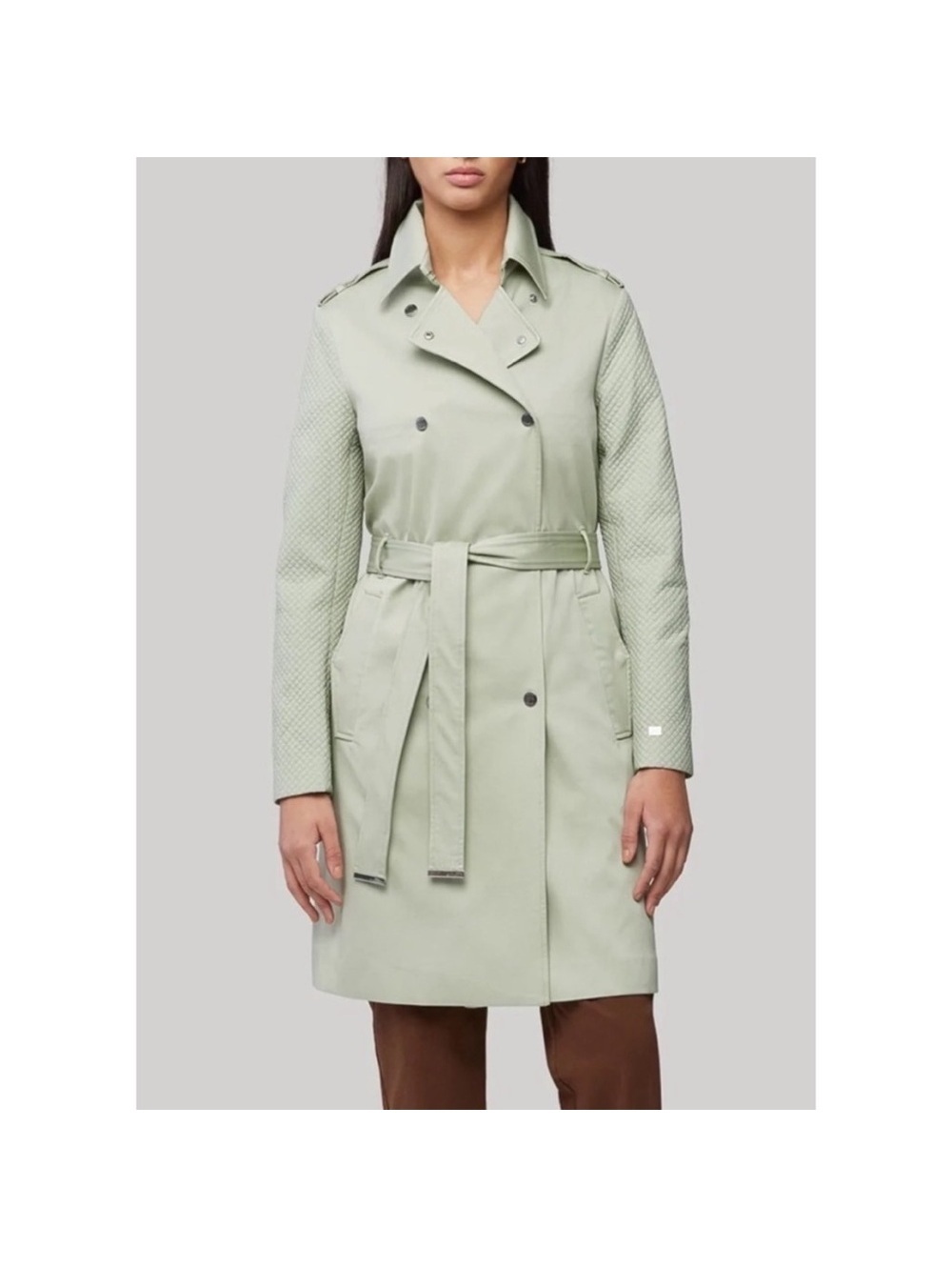SOIA+KYO "Kya" Trench Coat w/Quilted Sleeves XL New w/Tag + Hanger Retail $445